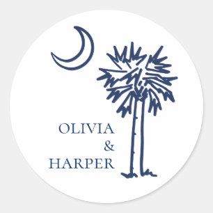 Palmetto Crescent Moon  Classic Round Sticker