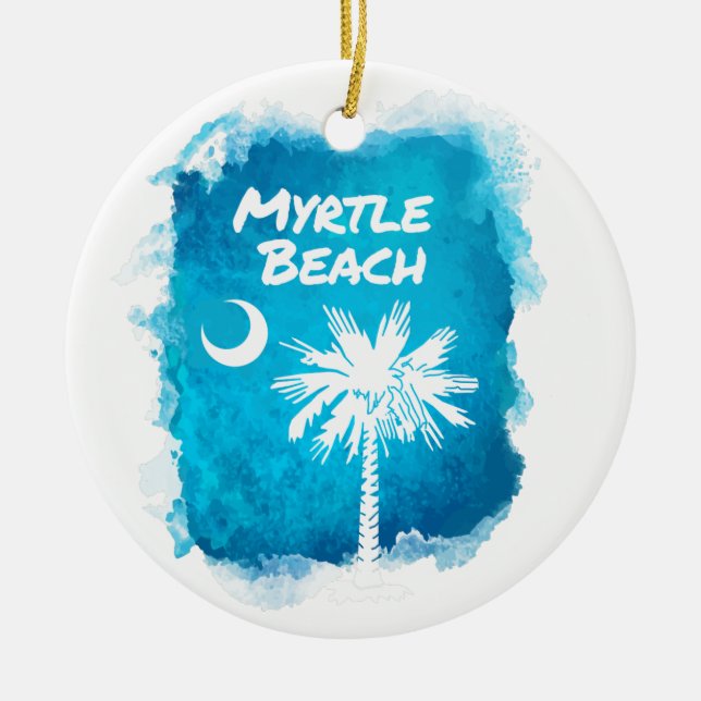 Palmetto Paint Splatter Ceramic Tree Decoration (Front)