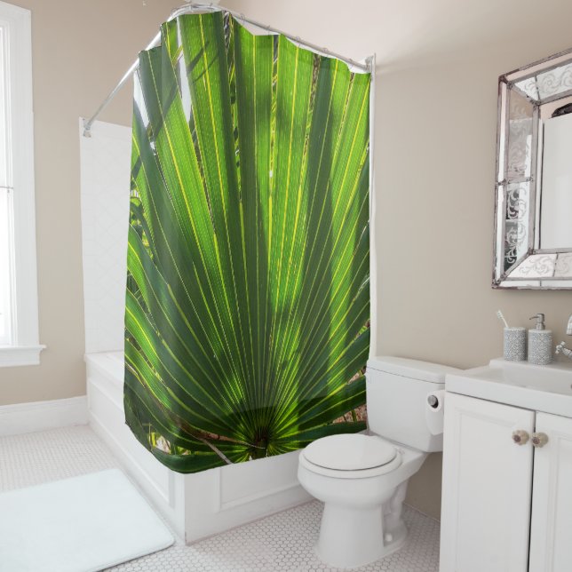Palmetto Shadows on Palmetto Shower Curtain (In Situ)