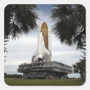 Palmetto trees frame space shuttle Endeavour Square Sticker