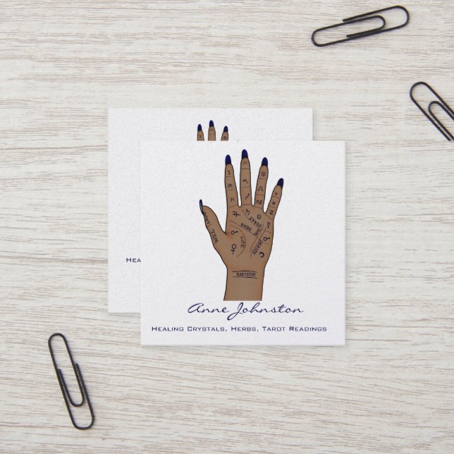 Palmistry Occult Square Business Card (Front/Back In Situ)