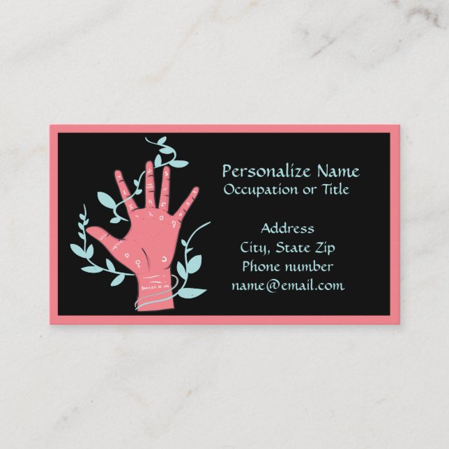 Palmistry Spiritual Astrology Zodiac Horoscope Business Card (Front)