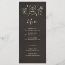 Palmistry Witchcraft Halloween party cocktail menu