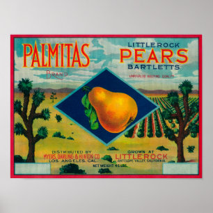Palmitas Pear Crate LabelAntelope Valley, CA Poster