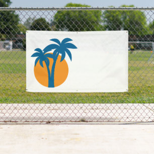 Palms and orange sun banner