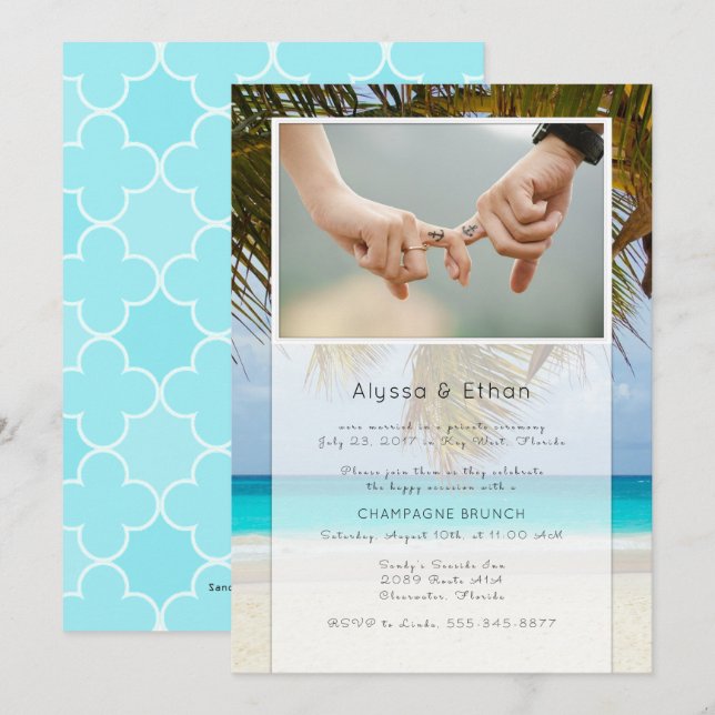 Palms and Sea Photo Marriage Announcement (Front/Back)