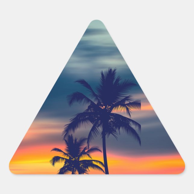 Palms and sunset triangle sticker (Front)