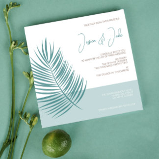 Palms Aqua • Pretty Coastal Modern Wedding Invitation
