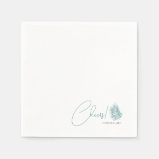Palms Aqua • Pretty Coastal Modern Wedding Napkin