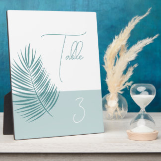 Palms Aqua Table Number • Coastal Modern Sign Plaque