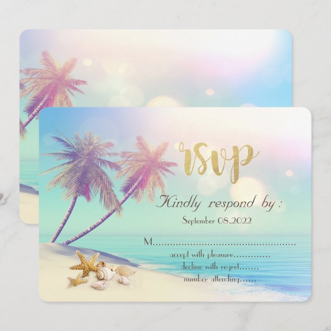 Palms Beach Seashells RSVP  Invitation (Front/Back)