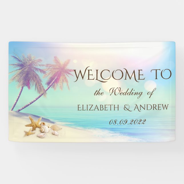 Palms Beach Seashells Wedding Banner (Horizontal)