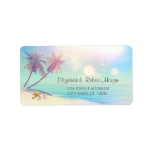Palms Beach Seashells Wedding Label