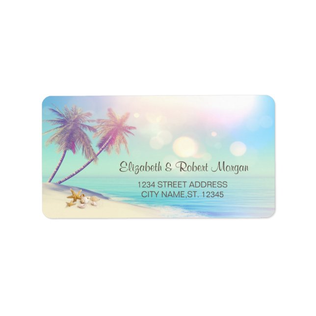 Palms Beach Seashells Wedding  Label (Front)