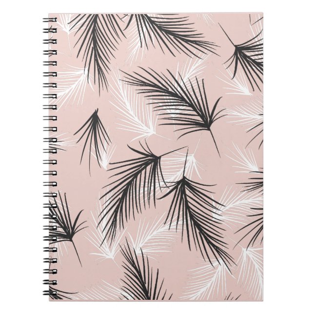 Palms Black White Earthy Tone Pink   Notebook (Front)