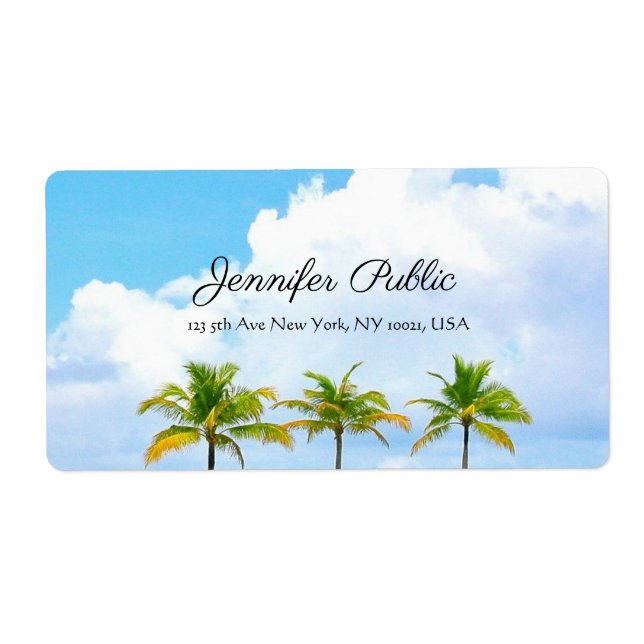 Palms Blue Sky Elegant Modern Handwritten Script (Front)