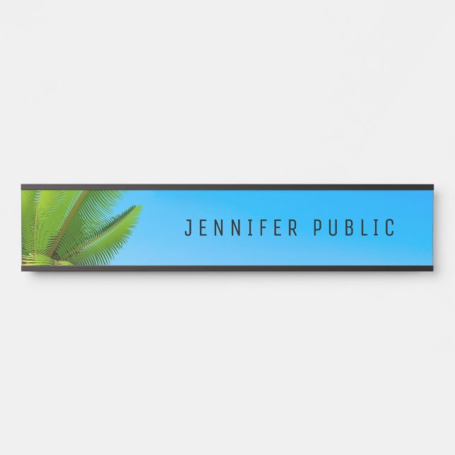 Palms Blue Sky Modern Nature Template Trendy Long Door Sign (Front)