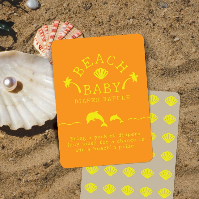 Palms & Dolphins Orange & Yellow Beach Baby Enclosure Card (Creator Uploaded)