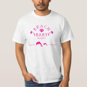 Palms & Dolphins Pink Beach Baby Daddy T-Shirt