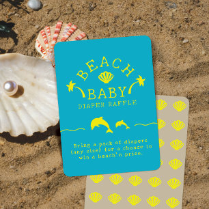 Palms & Dolphins Teal & Yellow Beach Baby Enclosure Card