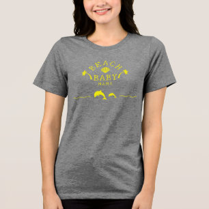 Palms & Dolphins Yellow Beach Baby Mama Tri-Blend Shirt