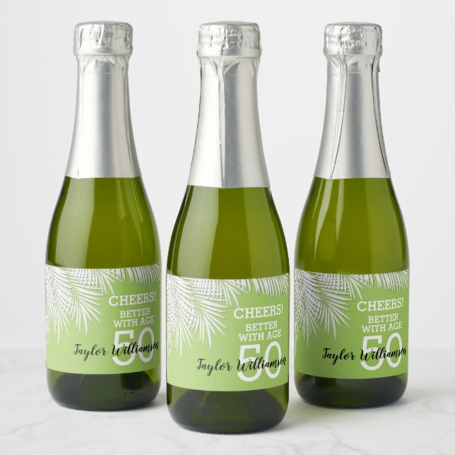 Palms Green Birthday Mini Sparkling Wine Label (Bottles)