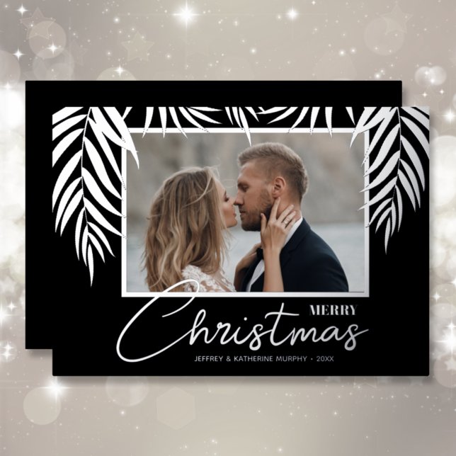 Palms Merry Christmas Photo Foil Holiday Card (Creator Uploaded)