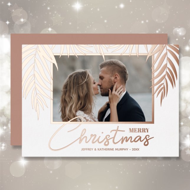Palms Merry Christmas Photo Foil Holiday Card (Creator Uploaded)