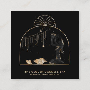 *~* Palms Moon Stars Golden Goddess Sea Shells Urn Square Business Card