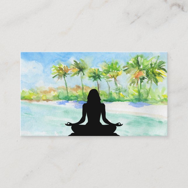 *~*  Palms Ocean Mindfulness Meditation Yoga Business Card (Front)