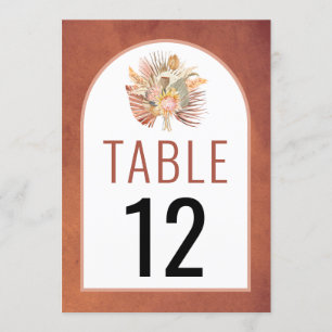 Palms pampas grass terracotta wedding table number