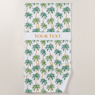 Palms Pattern Summer Vibes  Personalised Beach Towel