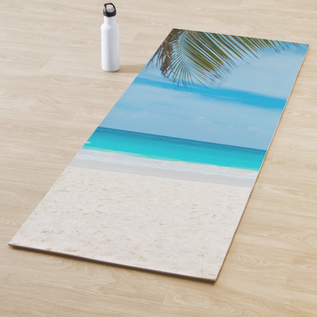 Palms Sea Sand Blue Sky Fitness Elegant Template Yoga Mat (In Situ)
