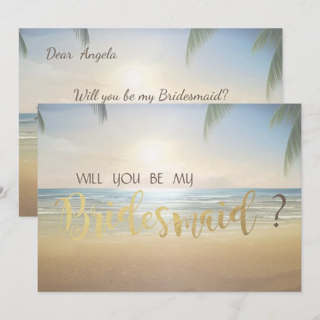 Palms Sunset Beach Bridesmaid Card (Front/Back)