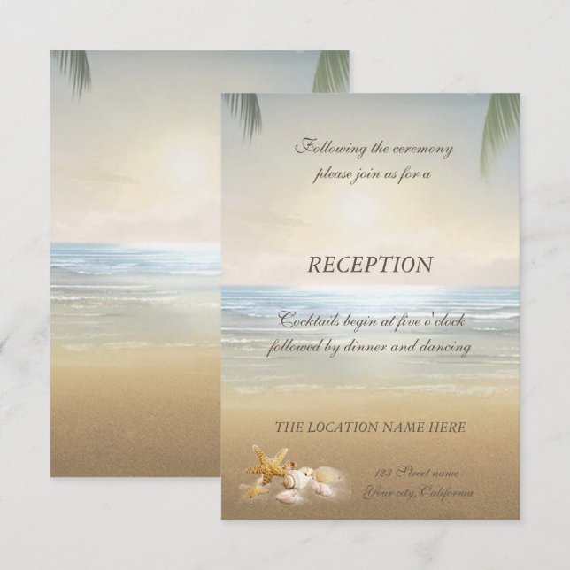 Palms Sunset Beach Reception Invitation (Front/Back)