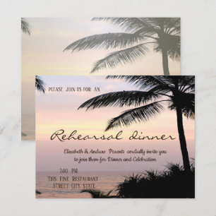 Palms Sunset Beach Rehearsal Dinner Invitation