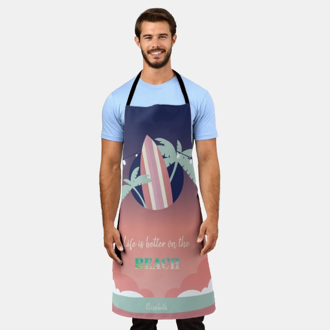 Palms,Surfboard,String Lights Beach Apron (Worn)