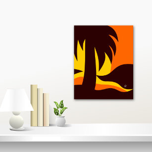 Palmtree In Sunset Silhouette Poster