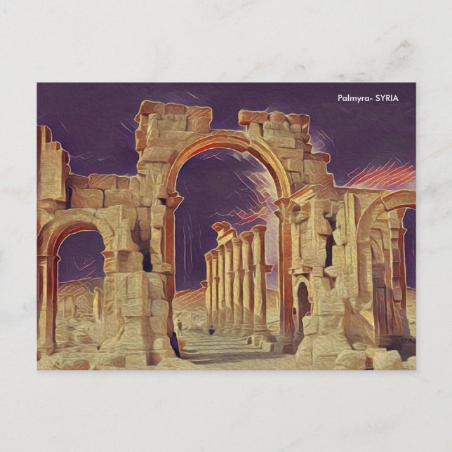 Palmyra (/ˌpælˈmaɪrə/; Aramaic: ܬܕܡܘܪܬܐ‎‎ Tedmurtā Postcard (Front)