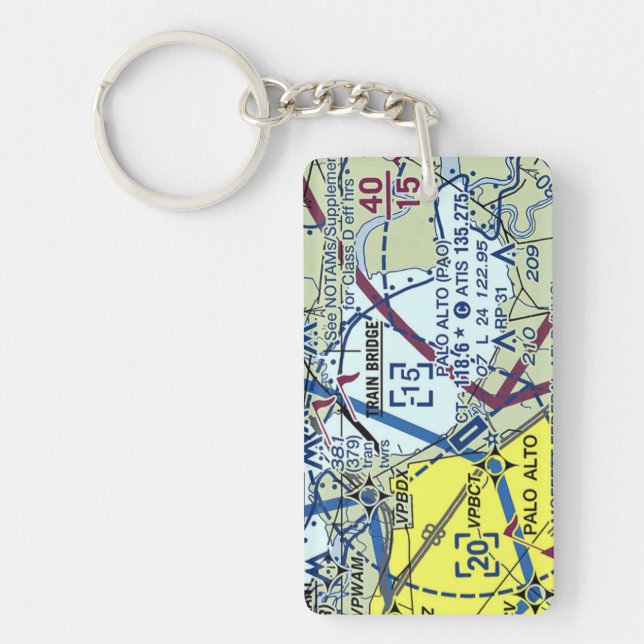 Palo Alto Airport chart / taxi diagram Key Ring (Front)