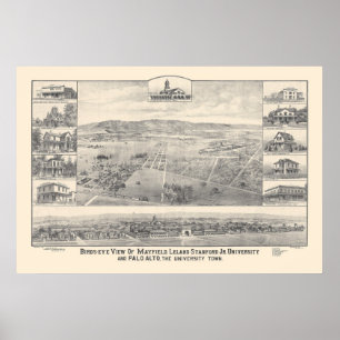 Palo Alto, CA. Panoramic Map 1888 (1658A) Poster