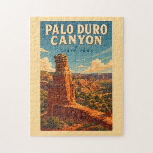 Palo Duro Canyon Texas Illustration Travel Art Jigsaw Puzzle