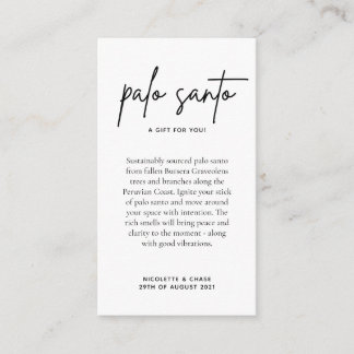 Palo Santo Wedding Favour Card