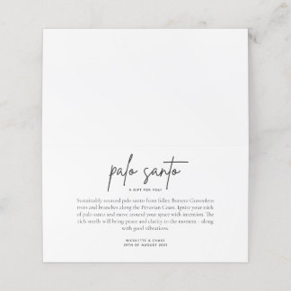 Palo Santo Wedding Favour Place Card
