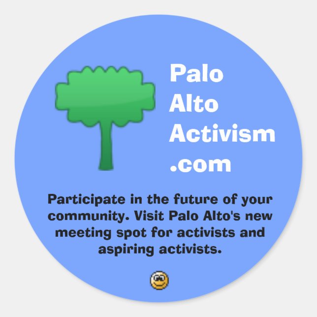 PaloAltoActivism.com Classic Round Sticker (Front)