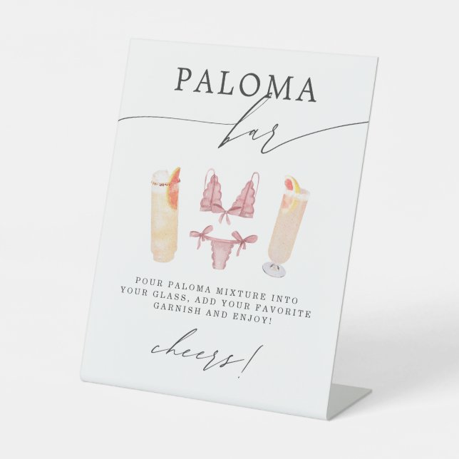 Paloma Bar | Panties & Palomas Bridal Shower Pedestal Sign (Front)