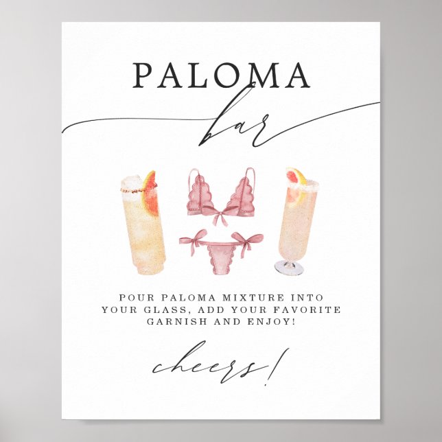Paloma Bar | Panties & Palomas Bridal Shower Poster (Front)