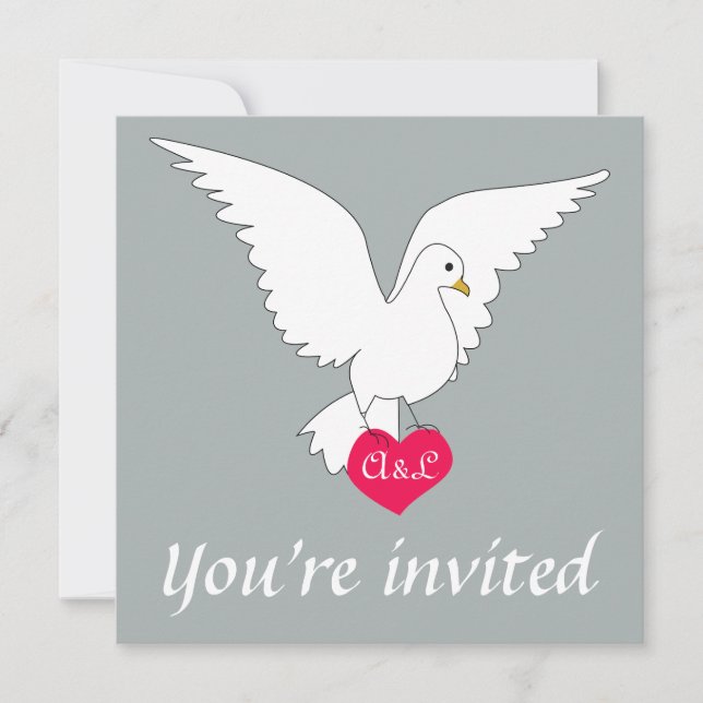 Paloma Grey Dove Wedding Invitation (Front)