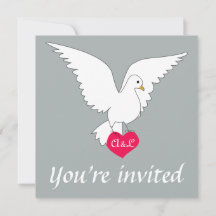 Paloma Grey Dove Wedding Invitation