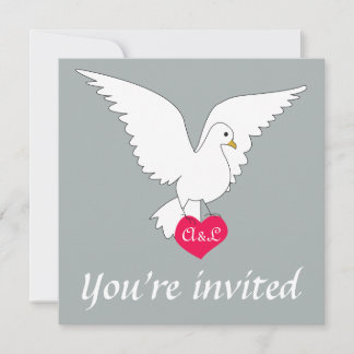 Paloma Grey Dove Wedding Invitation